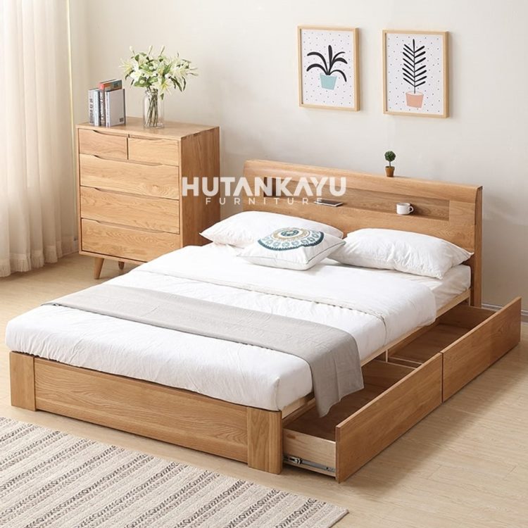 Tempat Tidur Dipan Minimalis 2 Laci Hutankayu Furniture Mebel Jati Jepara 01