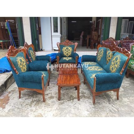 kursi tamu set sofa dark green