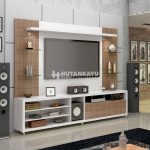 Backdrop TV Minimalis White Brown