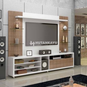 Backdrop TV Minimalis White Brown