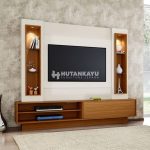 Backdrop TV Minimalis Walnut White