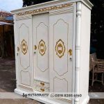 Lemari Pakaian Jati Ukir White Gold 3 Pintu