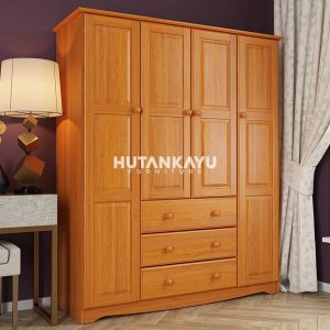 Lemari Pakaian Minimalis Jati Minimalis Pintu 4 Hutankayu Furniture Mebel Jati Jepara 01