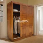 Lemari Pakaian Minimalis Jati Sliding 3 Pintu Hutankayu Furniture Mebel Jati Jepara 01