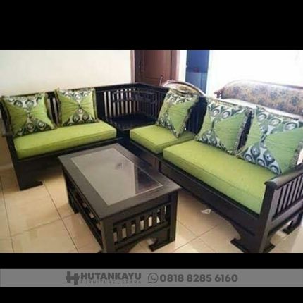 Kursi Tamu Sudut Jati Minimalis Jari Jari Hutankayu Furniture Mebel Jepara