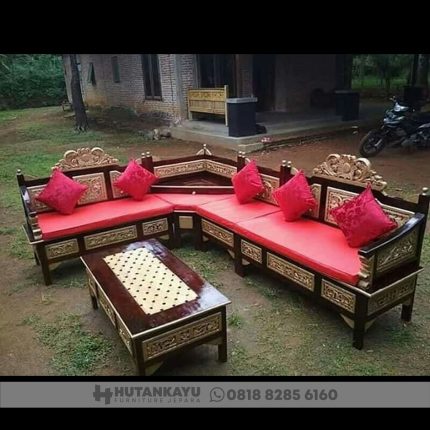 Kursi Tamu Sudut Minimalis Jati Mahkota Hutankayu Furniture Mebel Jepara
