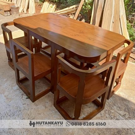 Meja Makan Minimalis Jati 6 Kursi Modern Hutankayu Furniture Mebel Jepara