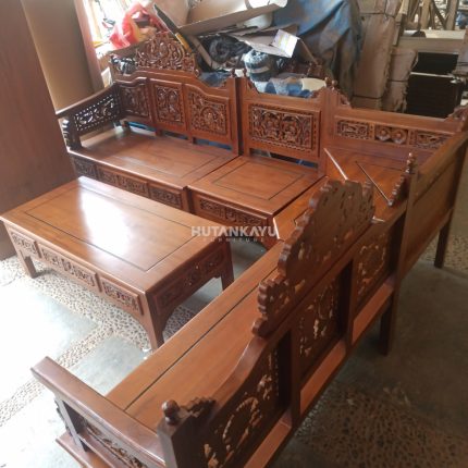Kursi Tamu Sudut Mahkota Jati Hutankayu Furniture Mebel Jepara 1