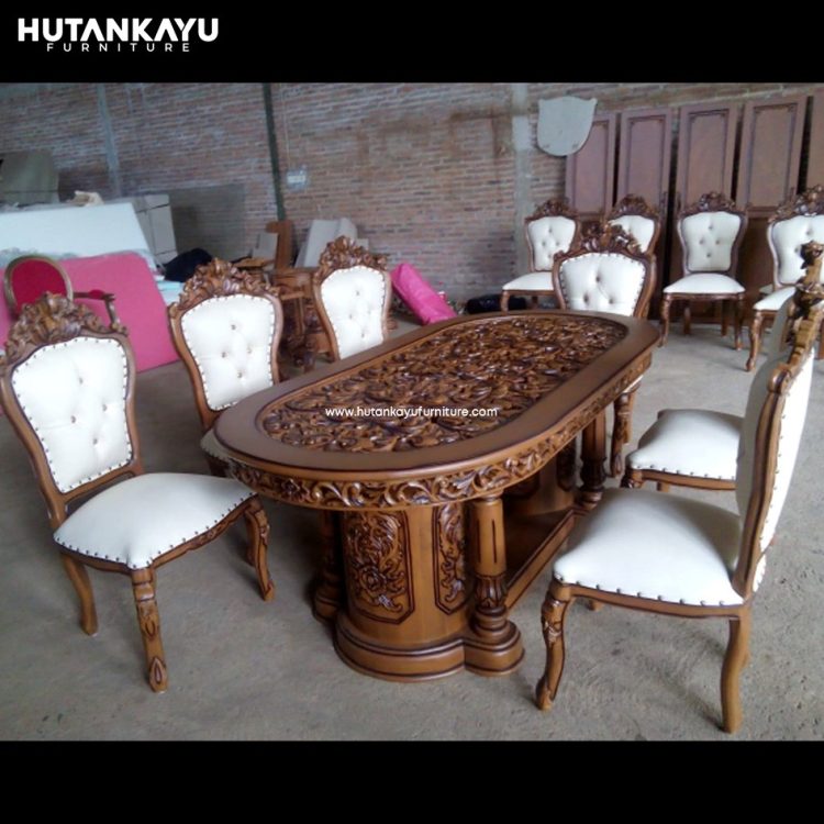 Meja Makan Ganesha Set Hutankayu Furniture Mebel Jati Jepara