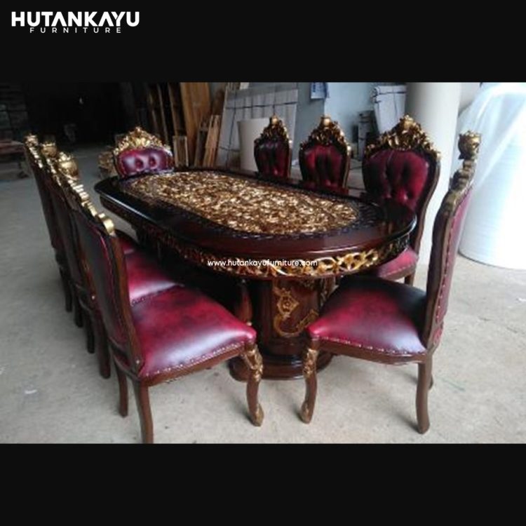 Meja Makan Ganesha Ukir Kursi 8 Hutankayu Furniture Mebel Jati Jepara 01