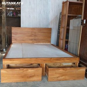 Tempat Tidur Dipan Laci Kaki Hutankayu Furniture Mebel Jati Jepara 01