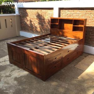 Tempat Tidur Dipan Laci Rak Headboard Hutankayu Furniture Mebel Jati Jepara 01