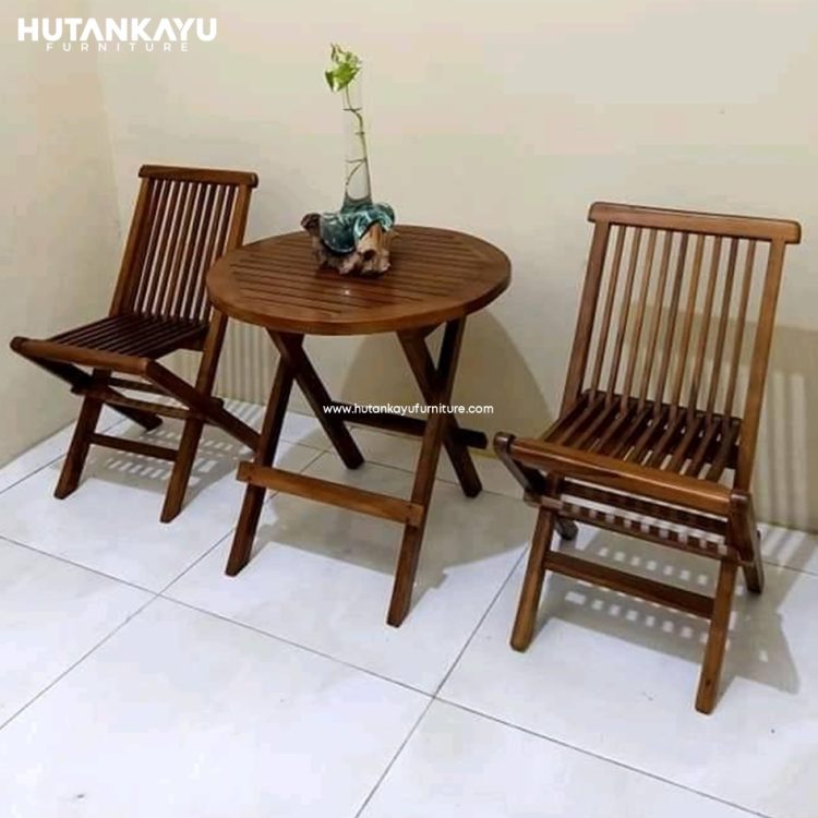 Kursi Teras Lipat Bulat Hutankayu Furniture Mebel Jati Jepara
