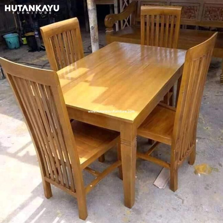 Meja Makan Balero Kursi 4 Jati Set Hutankayu Furniture Mebel Jati Jepara 01