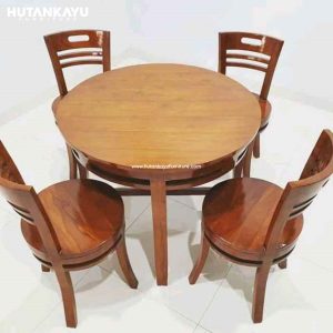 Meja Makan Bulat Cantik Hutankayu Furniture Mebel Jati Jepara