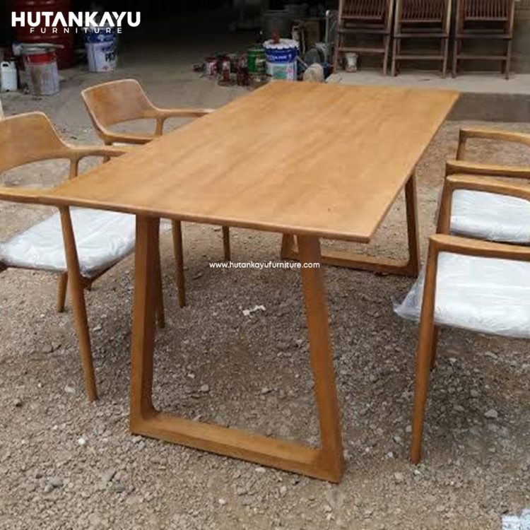 Meja Makan Cafe Persegi Hiroshima Jok Hutankayu Furniture Mebel Jati Jepara