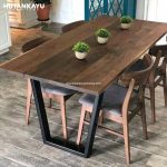 Meja Makan Jati Kaki Besi Kursi 4 Hutankayu Furniture Mebel Jati Jepara 01