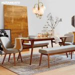 Meja Makan Minimalis Set Bangku Kursi Jok Hutankayu Furniture Mebel Jati Jepara 01