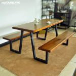 Meja Makan Set Jati Kaki Besi Hutankayu Furniture Mebel Jati Jepara 01