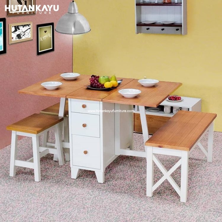 Meja Makan Transformer Set Hutankayu Furniture Mebel Jati Jepara 01