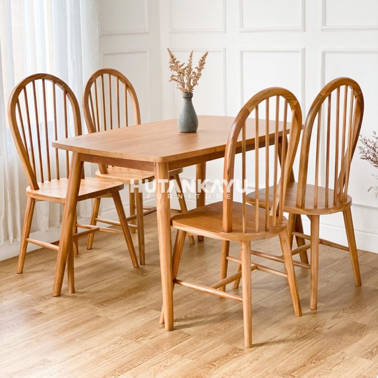 Meja Makan Minimalis Jati Lingkar Sandaran Hutankayu Furniture Mebel Jati Jepara 01