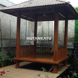 Gazebo Jati Kotak Railing Jari 2 x 2 Meter Hutankayu Furniture Mebel Jati Jepara