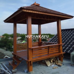 Gazebo Jati Kotak Uk. 2 x 2 Meter Hutankayu Furniture Mebel Jati Jepara