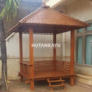 Gazebo Jati Tiang Kotak 2 x 2 Meter Hutankayu Furniture Mebel Jati Jepara